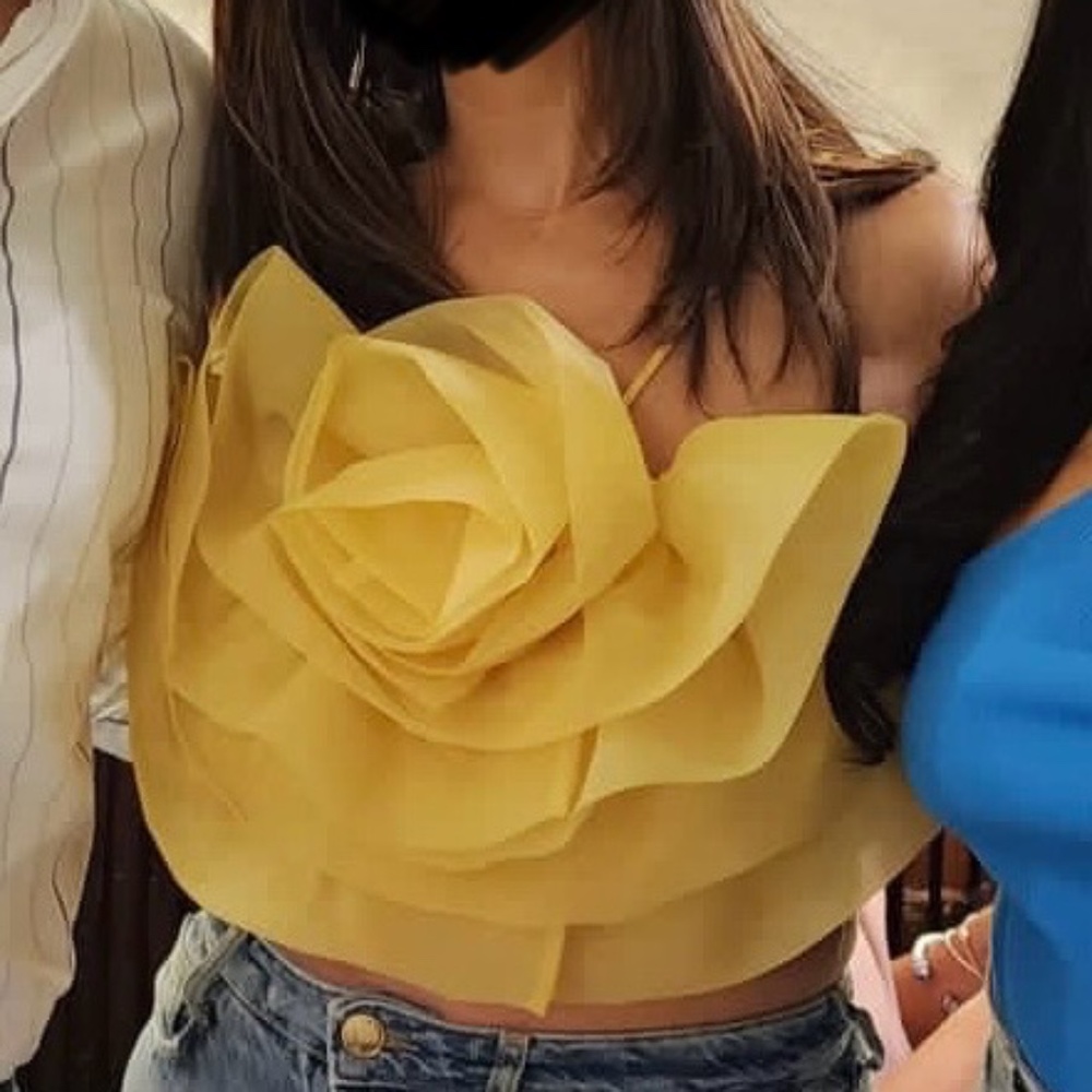 Zara Yellow flower crop top size small
